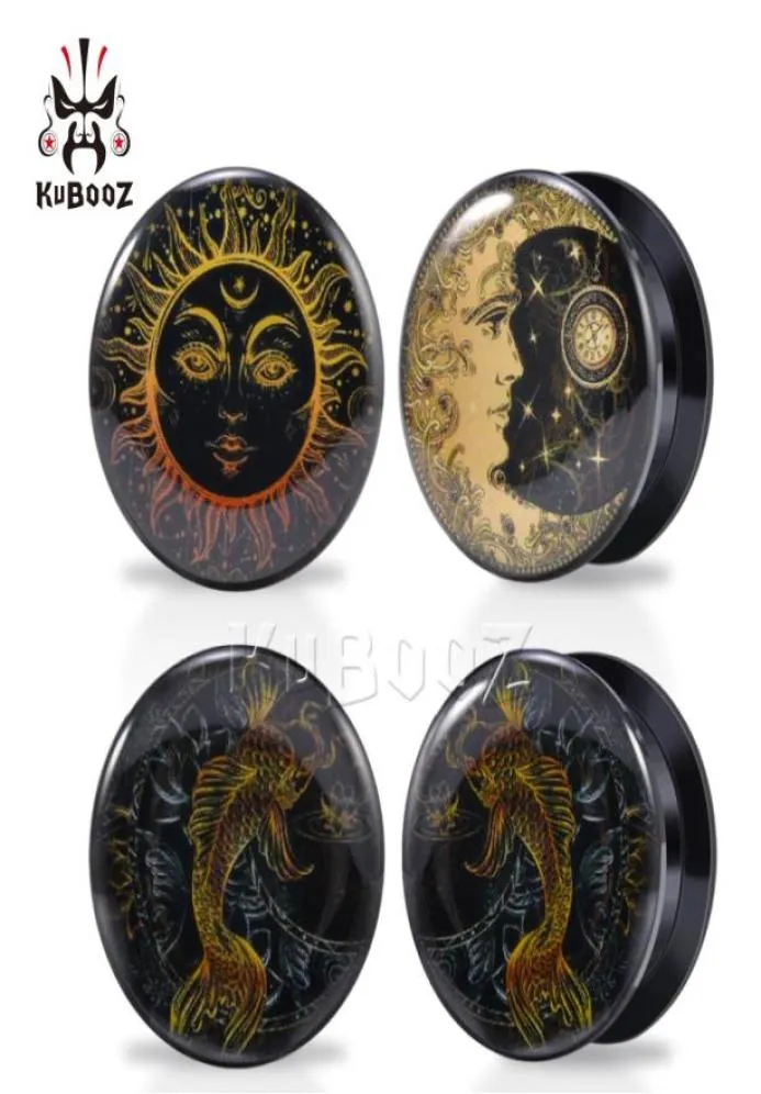Kubooz Acrylic Fish Sun Moon Plags Tunnels Body Jewelry Gauges Piercings Expander全体625mm 80pcs4335586
