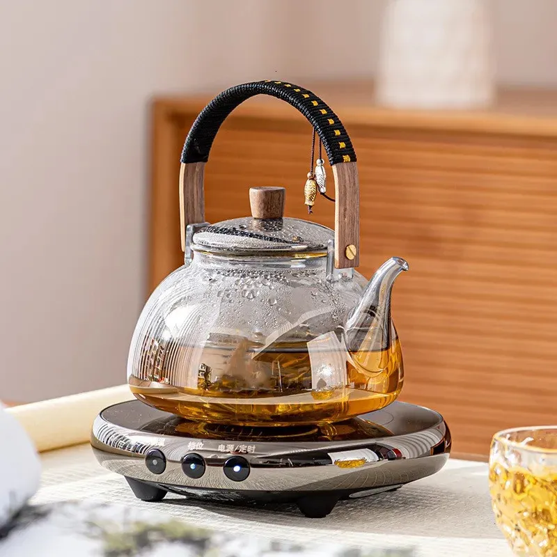 Grå glas tekanna Te Kettle Electric Pottery Stove Te Pot Set Chinese Kung Fu Tea Set Tea Spise Tea Infuser Teaware Tea Set 231225
