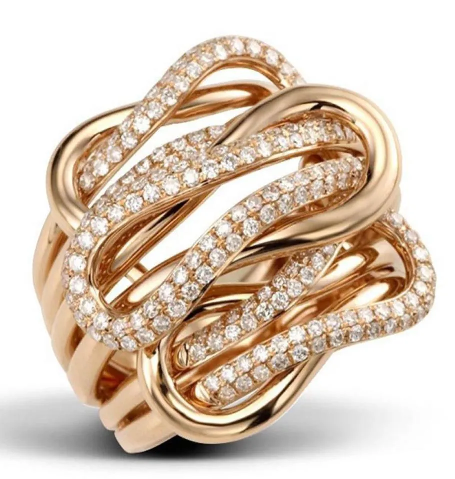 Pierścionki ślubne moda złoty srebrny pasek kolorowy Pierścień Zespół zaręczynowy Crystal cyrkon dla kobiet mężczyzn impreza biżuteria 5394326