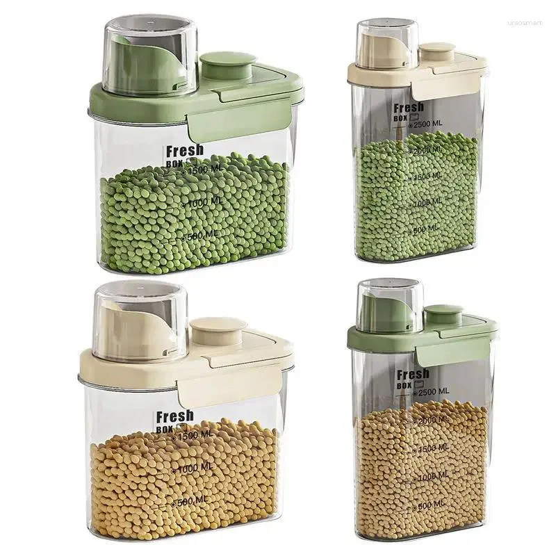 Bouteilles de stockage, boîte à céréales hermétique, distributeur transparent Portable avec tasse à mesurer, bouteille de farine d'avoine, conteneur de céréales domestiques pour la maison