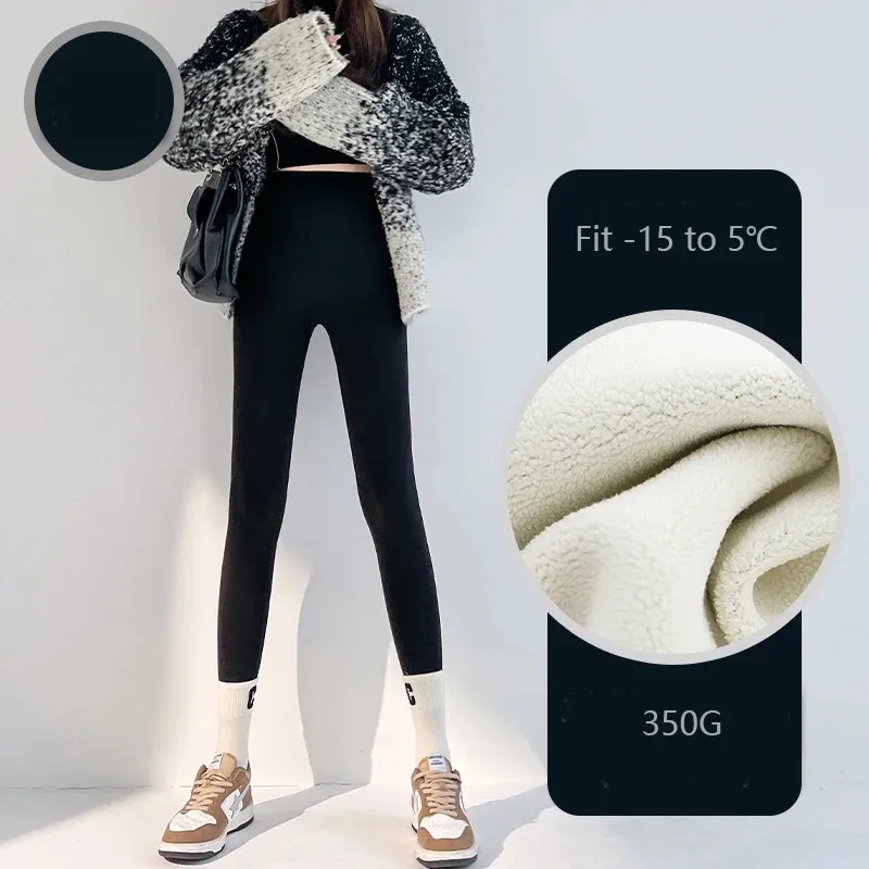 Korea Stylish Women's Leggings Tights Thick Warm Fleece Solid Color High midja Booty Lyfting Fitness Casual Pants Outwear C5580 231226