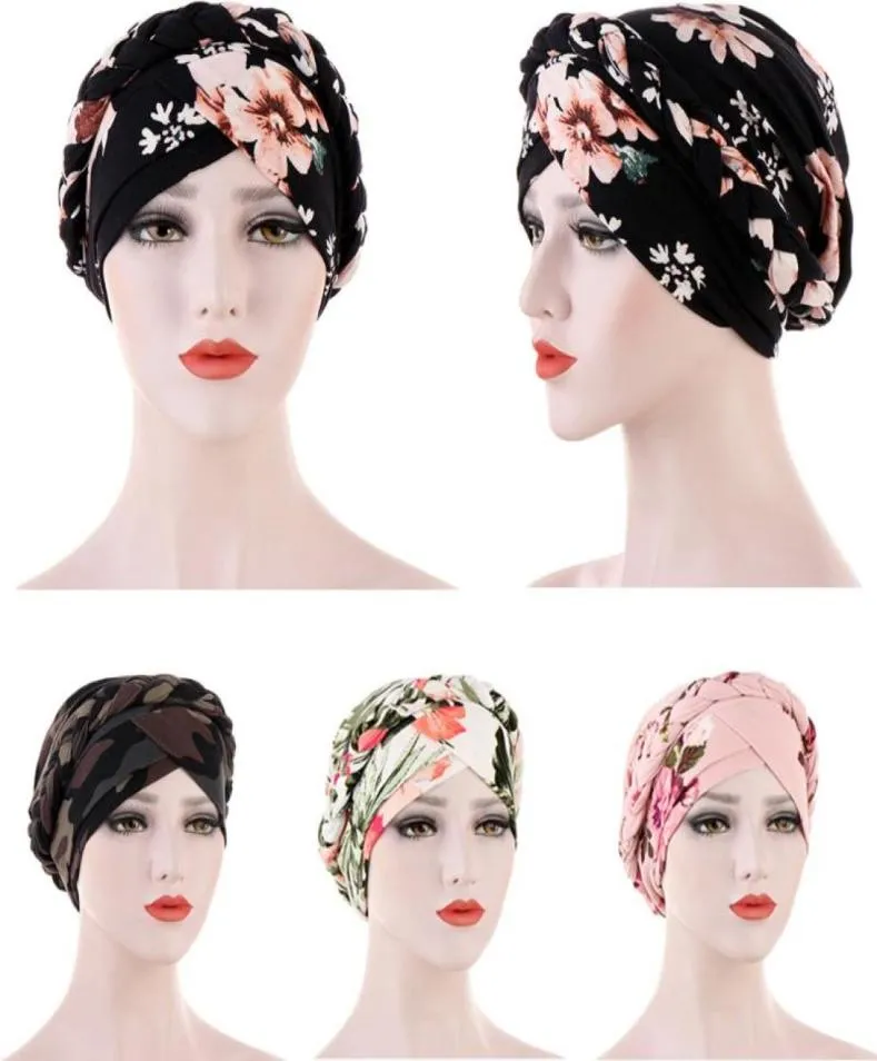 Turban Women Muzułmańska maska ​​kwiatowa kwiatowy Braid Nekura chemo czapka czapka czapka czapka czapka głowa głowa okładka włosów okładka Hat84476341064117