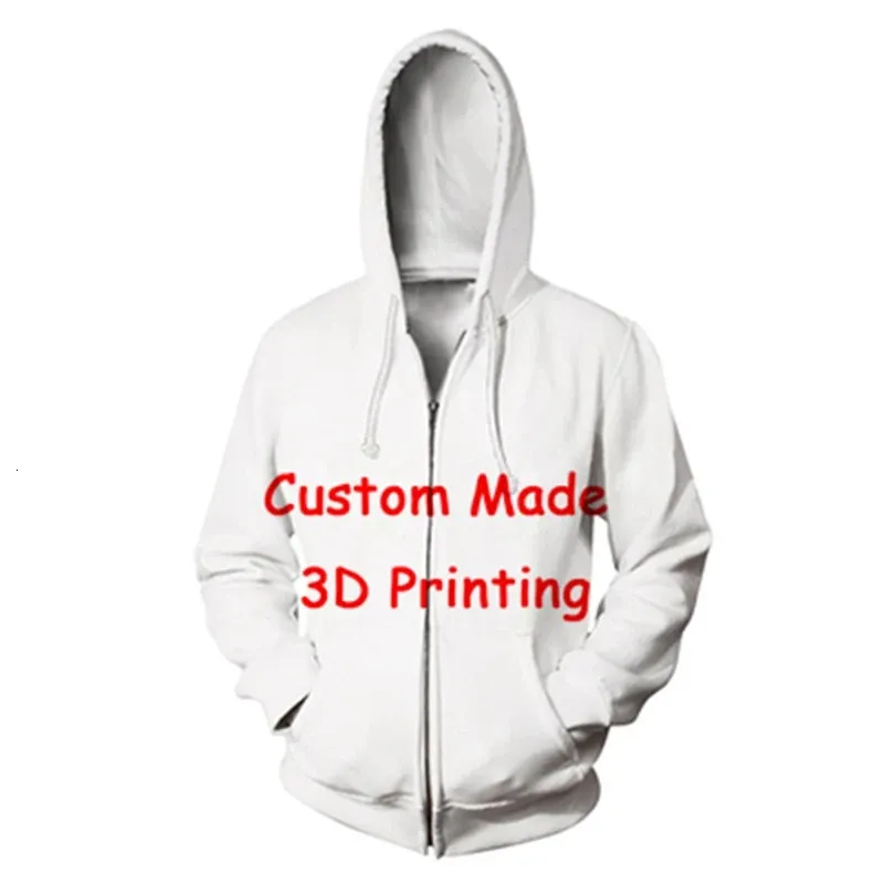Jumeast Brand Men Women 3D Printed Zipper Hoodies Create Your Own Customer Design Anime/Po/Star/ DIY You Want 231226