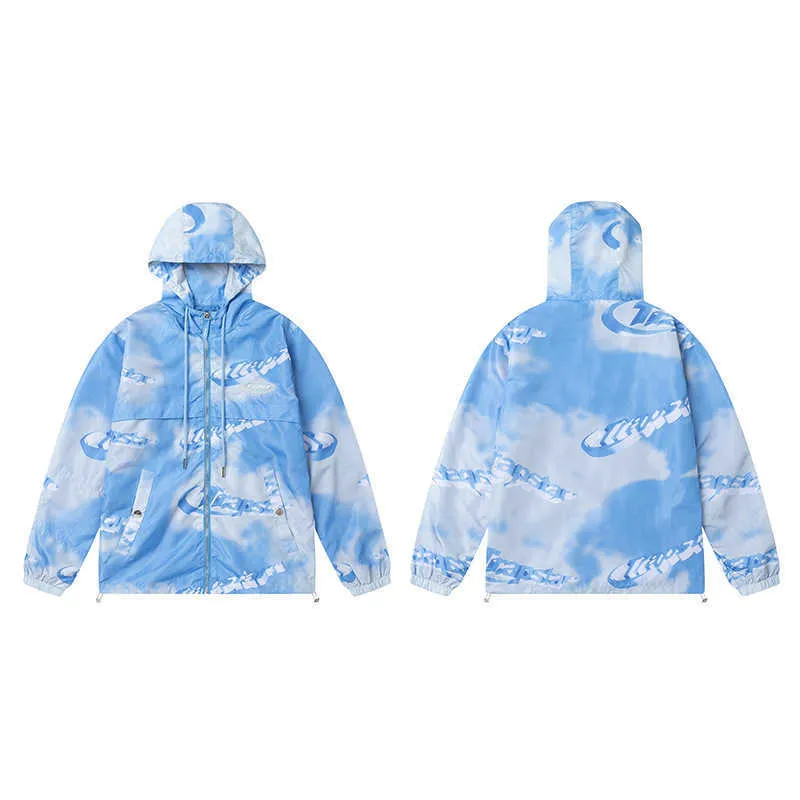 Autumnwinter Trapstar Letter Printed Zipper Windbreaker Hooded Mens and Womens Loose Jackets Coat