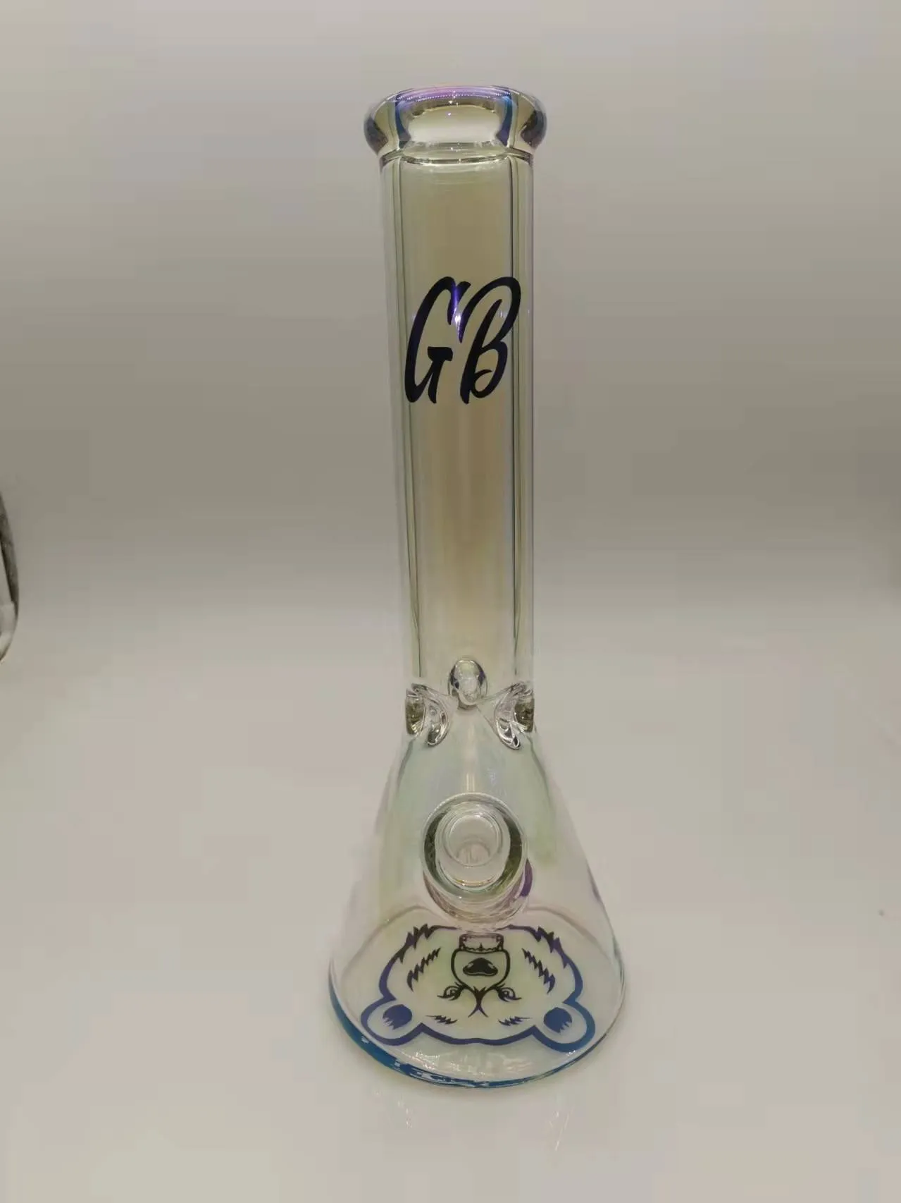 Bong de vidro de 14 polegadas Percolador Hookah Beacker Chrome Bear 14mm Joint com Downstem e Bowl