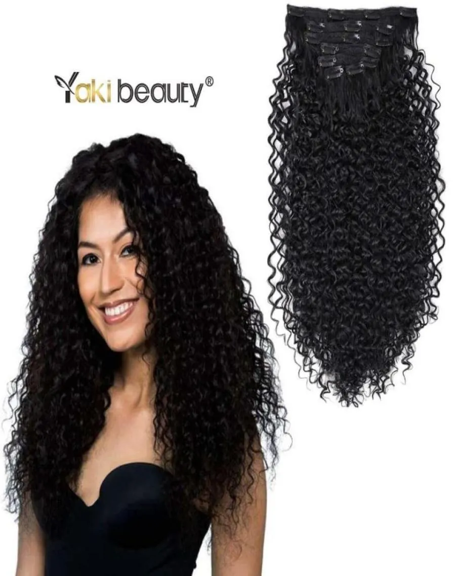 Perucas sintéticas 26 polegadas Kinky Curly Clip no cabelo 140g Double Weft Wave Clips On por Yaki Beauty7610096