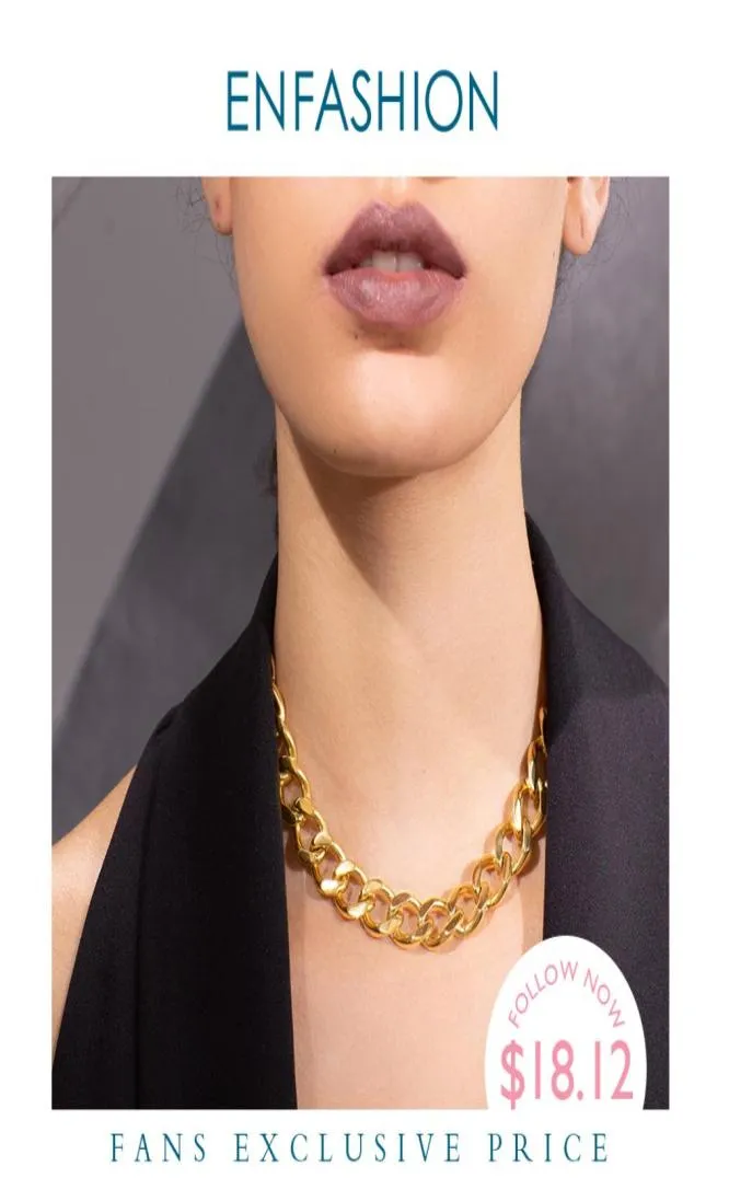 ENFASHION Punk Big Strong Link Chain Gargantilla Collar Mujer Color Oro Acero Inoxidable Collares Llamativos Hombres Joyería P193041 LJ205411418