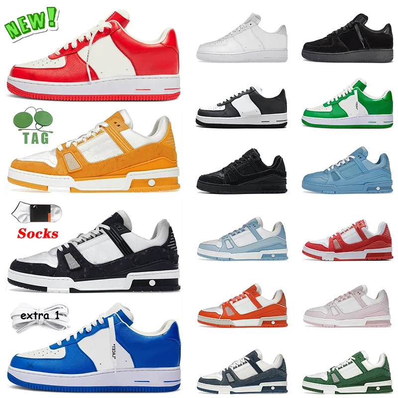 2024 Casual Designer Shoes Denim Canvas patent Leather Abloh Black White Green Blue Overlays lvaf1 Outdoor Sport Platform flat trainers sneakers Affordable price