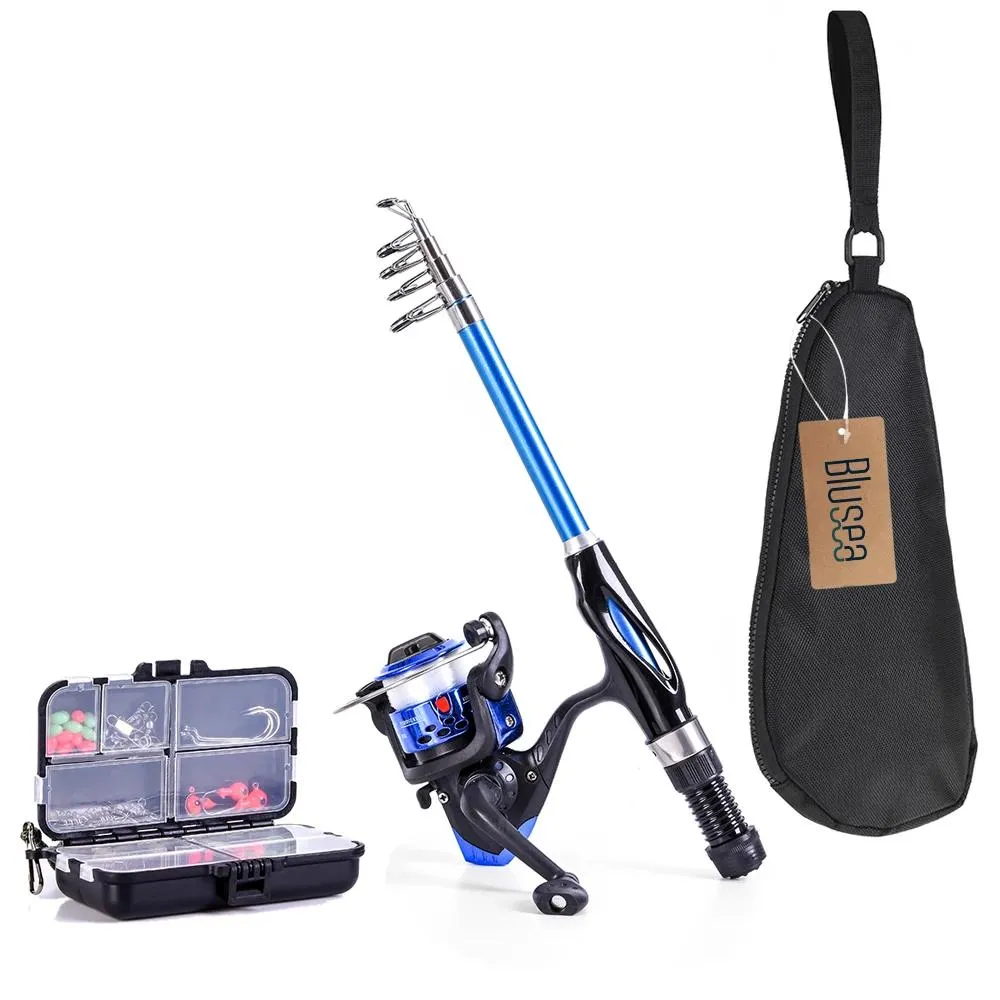 Combo Fishing Rod Reel Combo Full Kit 1.3m Telescopic Fishing Rod Spinning  Reel Set With Hooks Soft Lures Barrel Swivels Storage Bag From Lzqlp,  $20.13