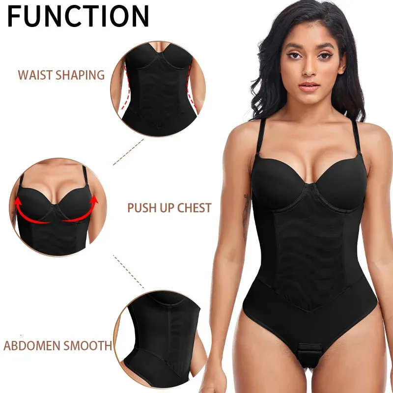 Women Full BodyShaper Thongs Bodysuits Built In Bra MISS MOLY Sexy