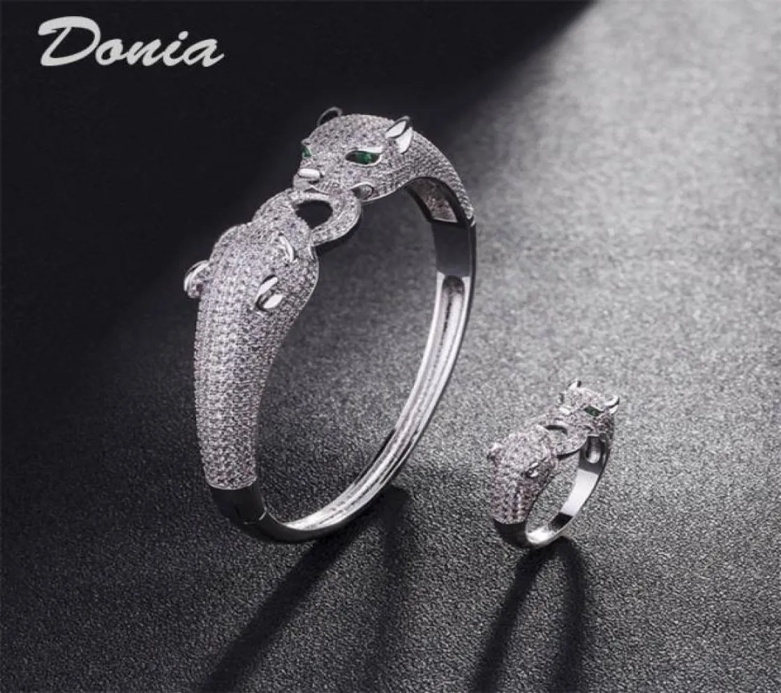 Donia jewelry luxury bangle party European and American fashion large classic animal copper microinlaid zircon bracelet ring set 9138000