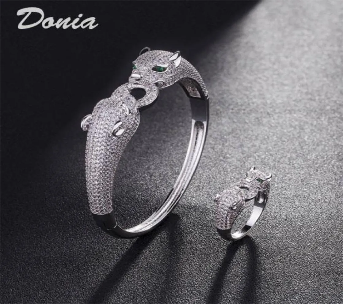 Donia Jewelry Luxury Bangle Party European and American Fashion Large Classic Animal Copper MicroinLaid Zircon Bracelet Ring Set 9138000