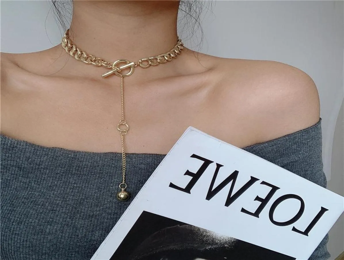 Novo colar punk vintage para bola pingente colar para mulheres jóias góticas corrente de ouro gargantilhas colares femme colliers 20209279944