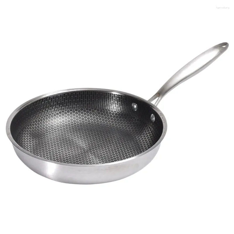 Pans Stainless Steel Wok Non Stick Frying Pan Honeycomb Nonstick Egg Skillet Household