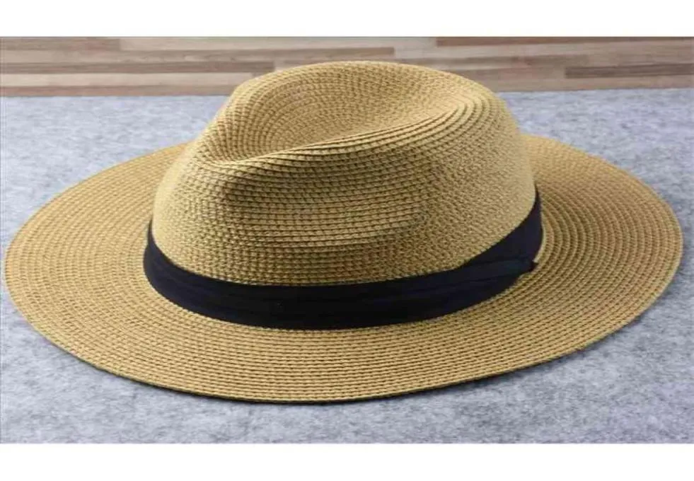 Manlig stor storlek Panama Hat Lady Beach Wide Brim Straw Adult Fedora Cap Men Foldbar hink S 5557CM 5860CM 2106084560989