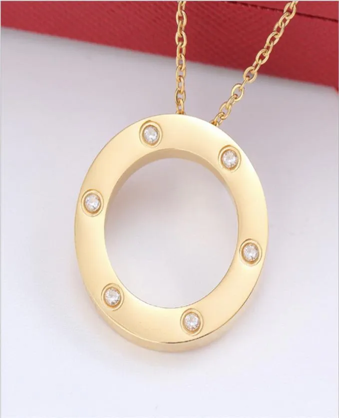 Collier d'amour femmes pierre diamant pendentif créateur de mode bijoux fête anniversaire de mariage cadeau de fiançailles cercle inoxydable Stee2092940