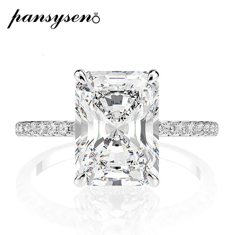 PANSYSEN 925 SERREST SREBRY Szmaragdowe Symulowane diamentowe obrączki dla kobiet Luksusowe propozycje zaręczynowe 231225