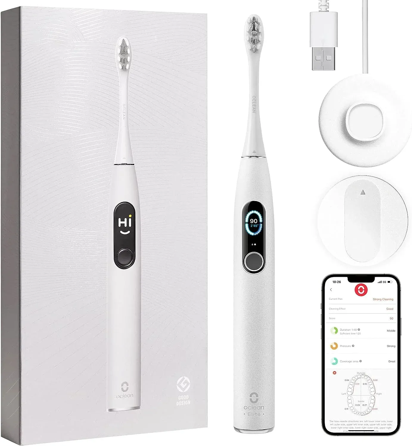 2024 X Pro Elite Smart Sonic Electric Toothbrush Ultra Quiet App Aided
