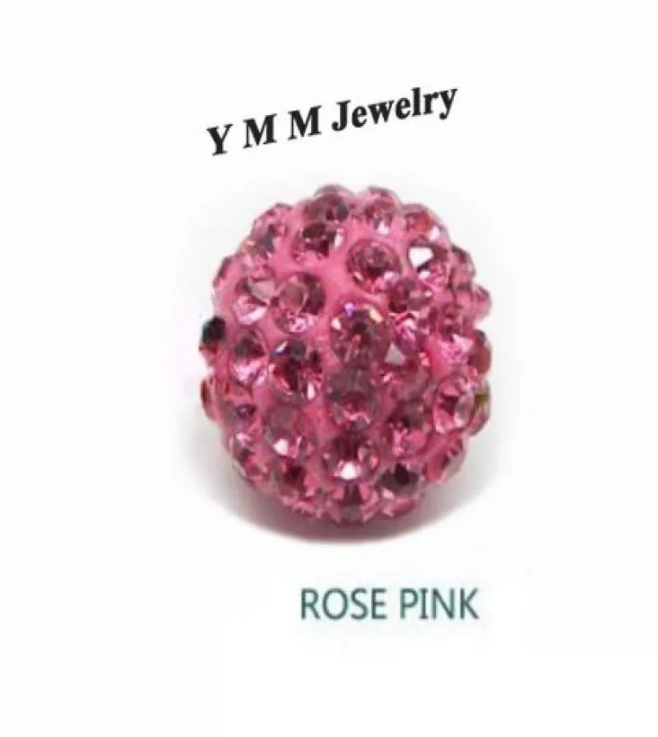 10MM Crystal Disco Balls Loose Spacer Beads Rose Pink Pave Rhinestone Beads 50pcs Whole2482038