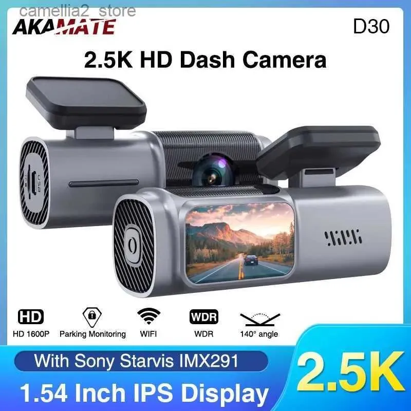 Видеорегистраторы Автомобильный видеорегистратор AKAMATE Dash Cam с Sony Starvis IMX91 1600P 2,5K Высокопиксельная камера ночного видения HD IPS Дисплей Видеорегистратор Черный ящик WiFi Q