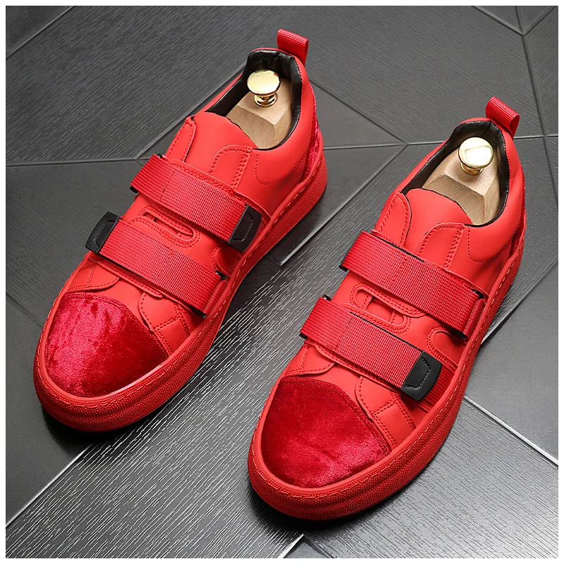 Fashion Men Loafers Slip On Casual Leather Shoes Mens Comfortable Moccasins Shoes Breathable Sneakers 2024 New Black red Flats 38-43