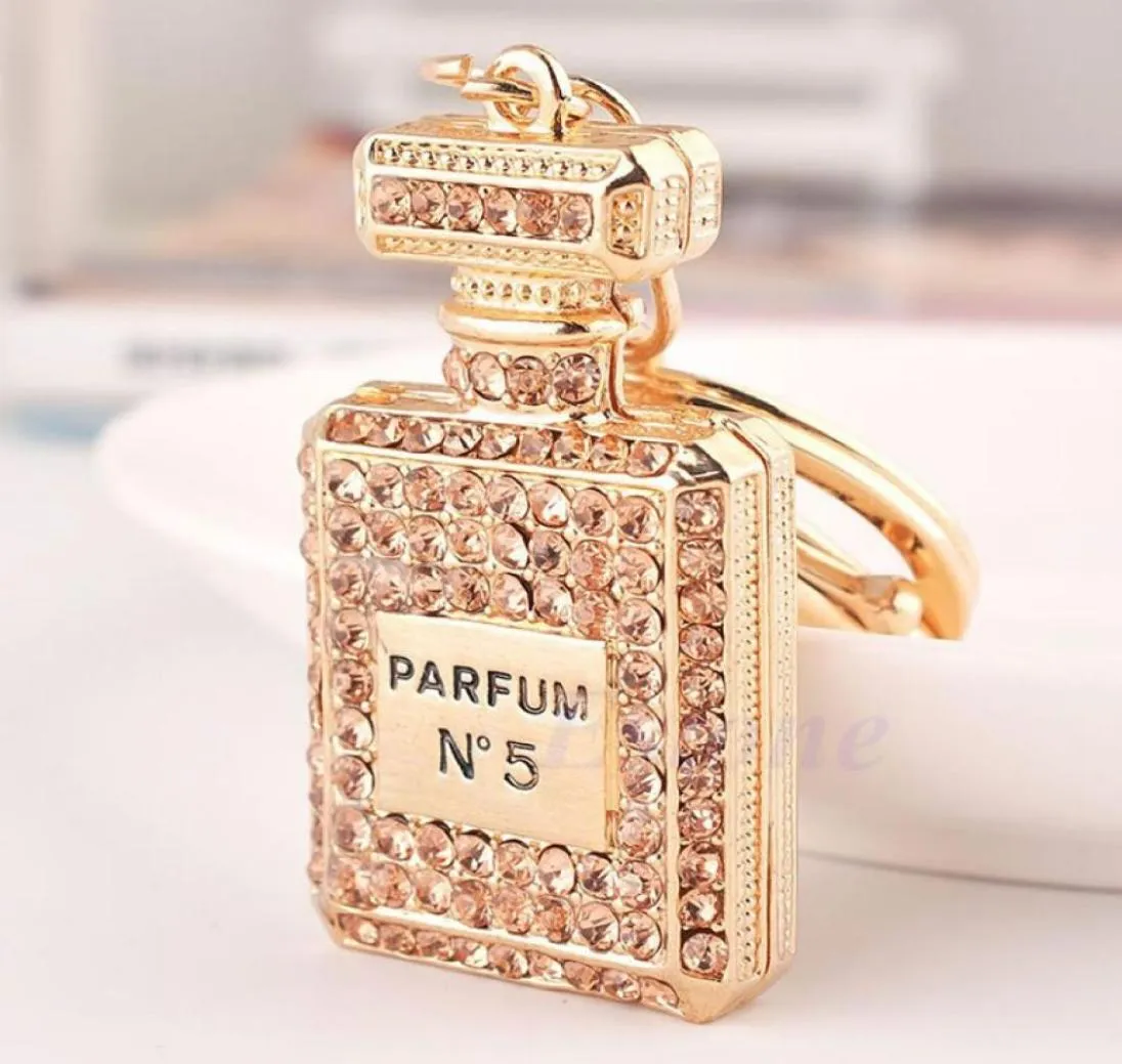 Lovely Perfume Fragrance Bottle Charm Pendent Rhinestone Purse Bag Keychain Gift3570046