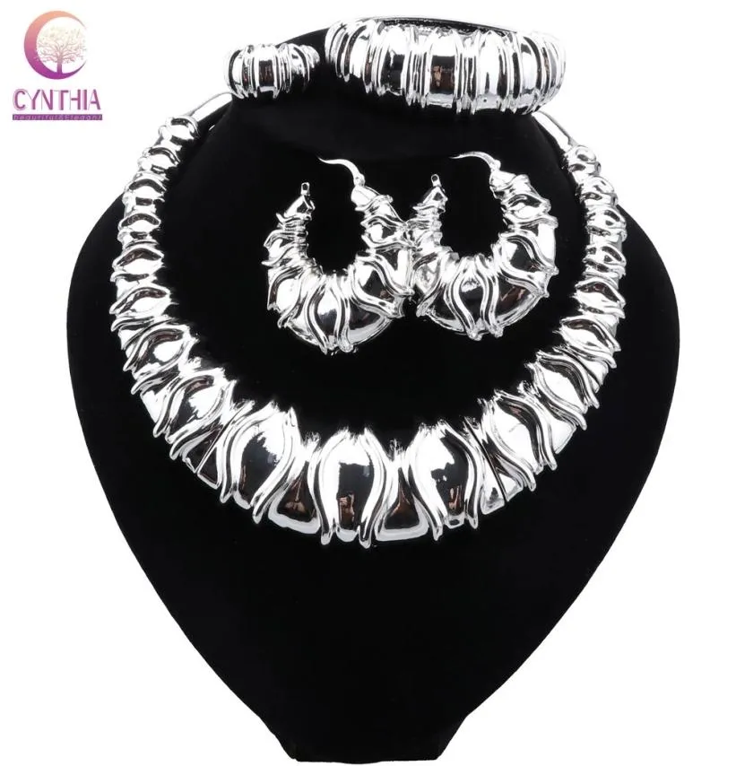 Ensemble de bijoux italiens plaqués argent, dubaï, haute qualité, collier, boucles d'oreilles, Bracelet, Banquet, mariage, nouvelle collection, 6254438