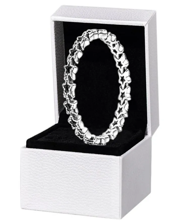 Anillo de plata de ley 925 con estrellas asimétricas, joyería para fiesta de boda para mujer, anillos de regalo para novia con caja original Set1175565