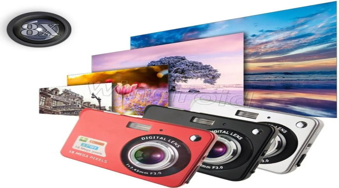 Câmera digital TFT HD de 27 polegadas 18MP 8x Zoom Captura de câmera de vídeo Mini câmera filmadora digital antishake 3 cores DHL 5821593