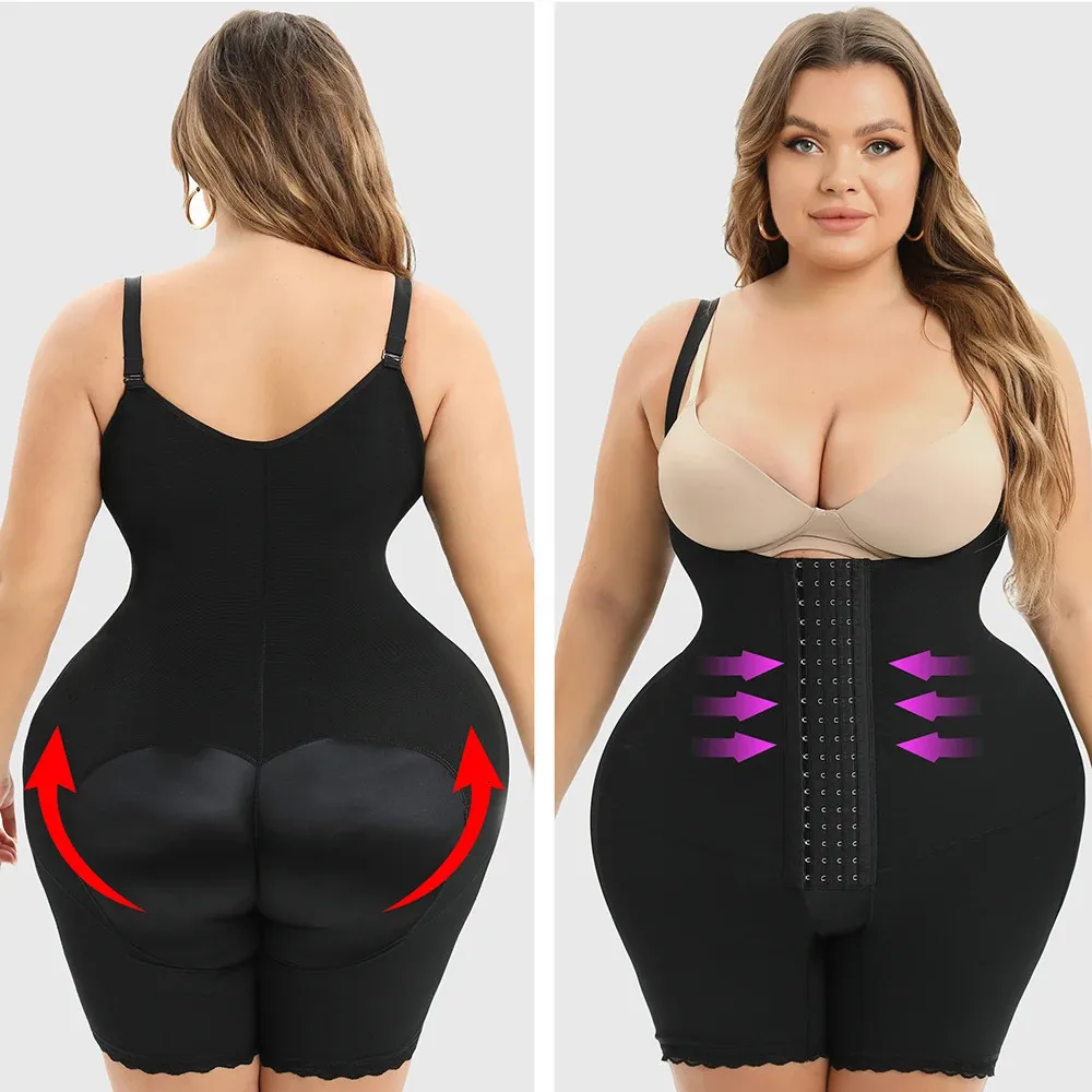 Women Magic Full Body Shaper Thigh Slimmer Slimming Bodysuit Open Bust Girdle  Tummy Control Shapewear Waist and Thigh Trainer 