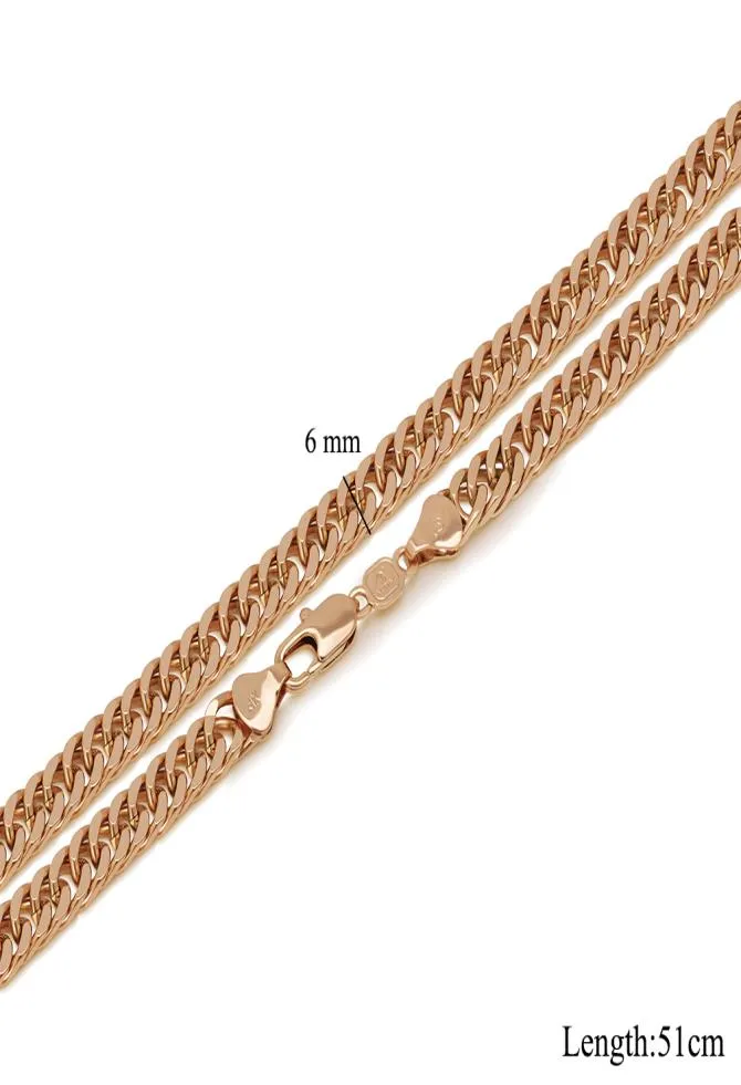 152N 50 cm x 6 mm 20 inch hiphop Cuban Chain 18k Gold Plated Necklaces for Men Fashion Jewelry Nickel 7495687