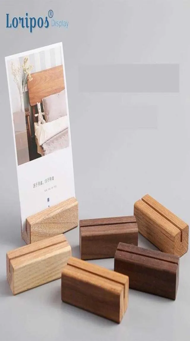 Portacarte in legno Cartolina di nozze Organizzatore Portacarte in legno creativo Etichetta Display Memo Nota Clip Immagine Po Clip Stand2475597