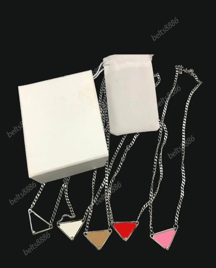 Hip Hop smycken strängar halsband underbara inverterade triangel silverkedjemode för män och kvinnor 5 färg valfritt med box9350238