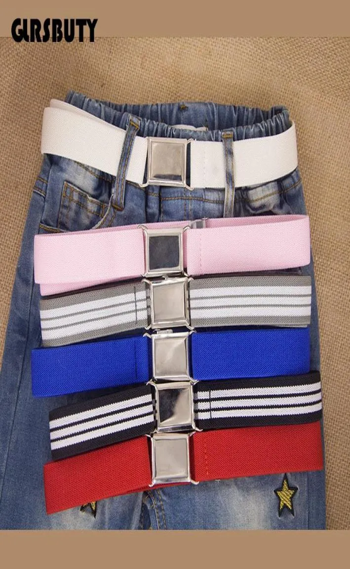 Ceinture élastique réglable pour enfants, avec boucle carrée argentée, pour garçons et filles, pour pantalons en jean, 2500897