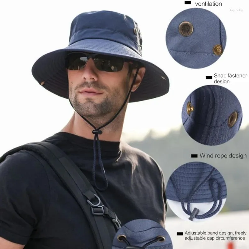 Berretti Uomo Cappello Panama Escursionismo Cappello da sole Protezione UV Tesa larga Protezione solare Pesca Campeggio Alpinismo