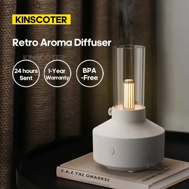 Humidifiers KINSCOTER Retro Aroma Diffuser Essential Oil LED Light Filament Night Light Air Humidifier Work 5-8 Hours For Home Bedroom GiftL231226