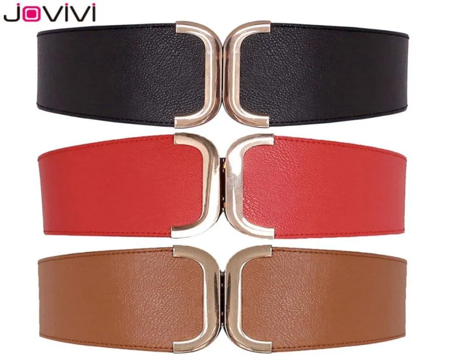 Jovivi New Whole Fashion Lady Vintage Skinny Wide Elastic Cinch Wide Wide Wide Wish Band Waist Belt Decor Black Red Brown Color C0336645372661716