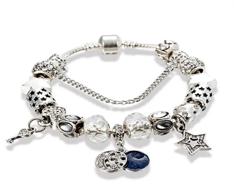 Bracelet Whole-CHARM classique bricolage étoiles lune bracelet de perles blanches pour bijoux avec boîte d'origine anniversaire de haute qualité 236T212Y7091792