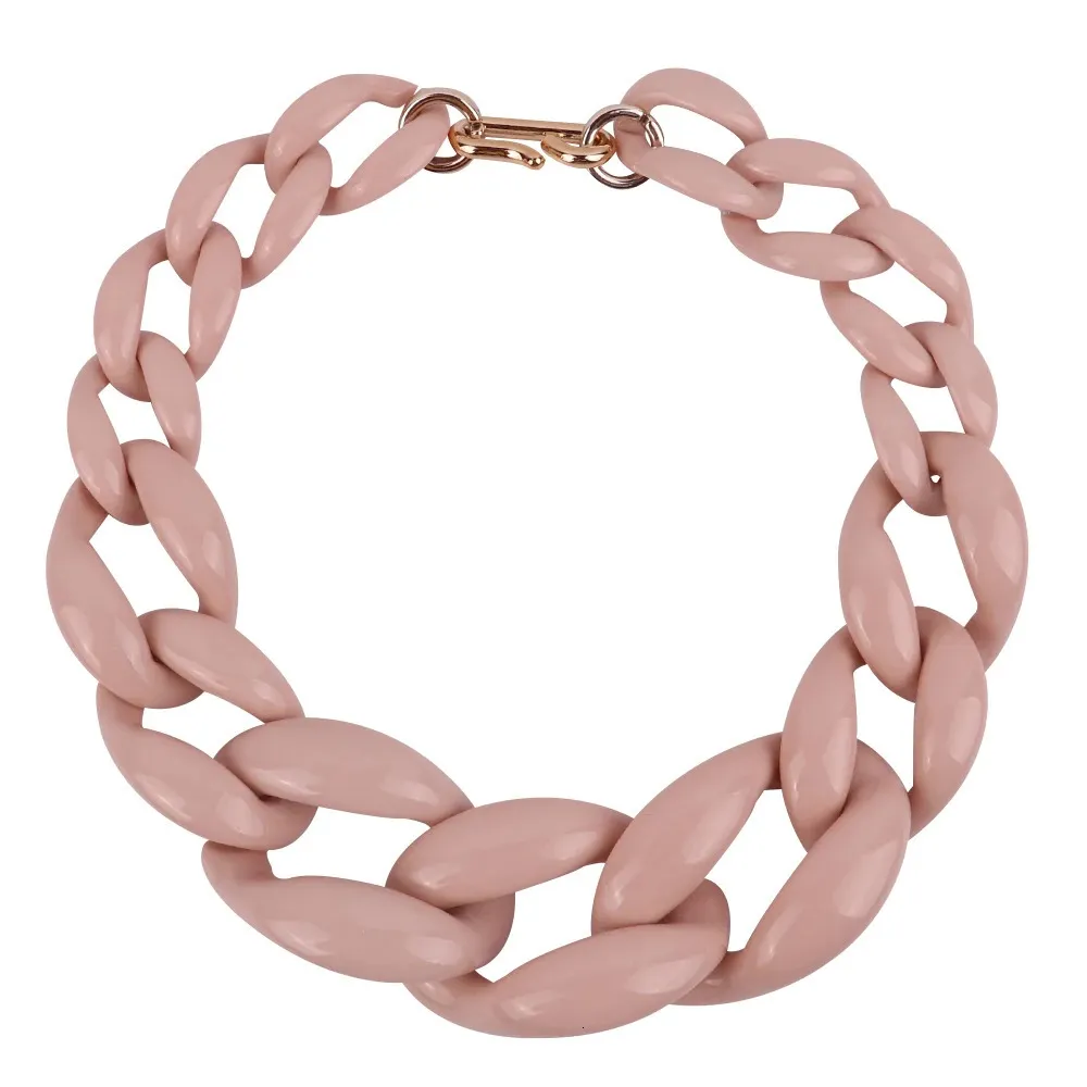 Trendy duży akrylowy różowy naszyjnik dla kobiet w stylu vintage żywica Chunky łańcuch Naszyjniki wisiorki biżuterii Prezenty 231226