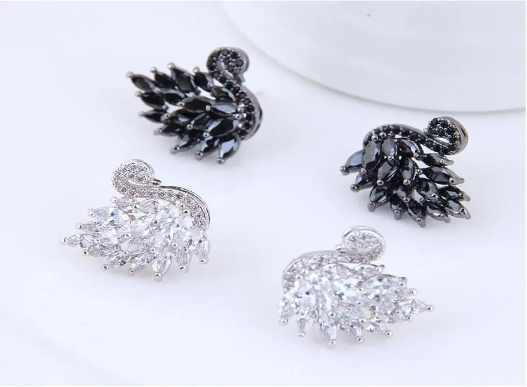 S1342 Hot Fashion Jewelry S925 Silver Post Zircon N Earrings White Black N Studörhängen1534810
