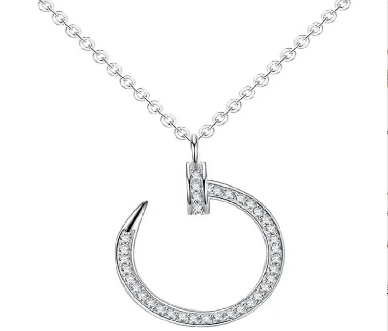 Collier à ongles en argent sterling de marque, chaîne de clavicule entièrement en diamant, à la mode, opp bag8240650