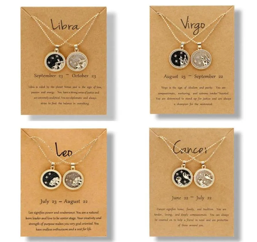 Pendant Necklaces 12 Constellation Necklace For Women Men Star Zodiac Sign Leo Libra Aries Wish Card Fashion Couple Jewelry Gift4283466