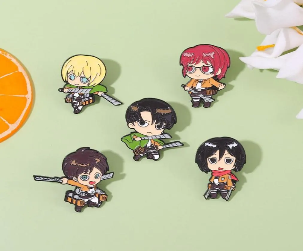 Aanval op Titan Chibi Emaille Pins Aangepaste Eren Mikasa Armin Levi Broches Revers Badges Cartoon Sieraden Cadeau voor Fans Vrienden S100014658529