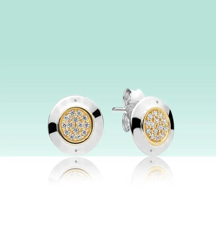 Design classique 925 Silver Disc Stud Boucles d'oreilles Boîte d'origine pour boucle d'oreille plaquée or jaune pour femmes hommes cadeaux ensembles de bijoux6877336