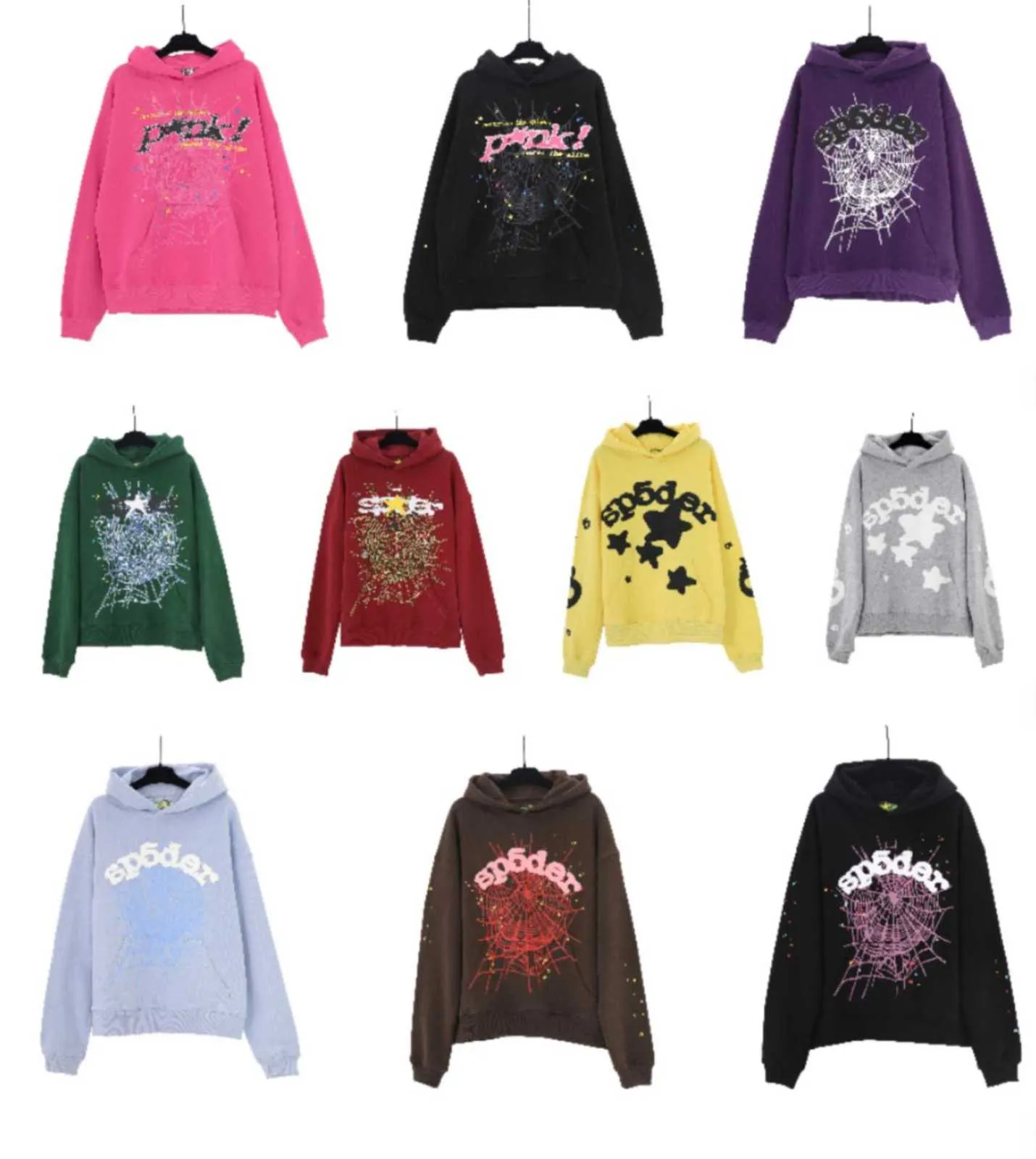 Survêtement Hommes 555 Sweat à capuche Spider Sweats à capuche Sp5der Sweat à capuche Designer Sweats à capuche Femmes Automne / Hiver Mode Sp5der 555555 Spider Web Imprimé Hip Hop Couple Sweat à capuche décontracté