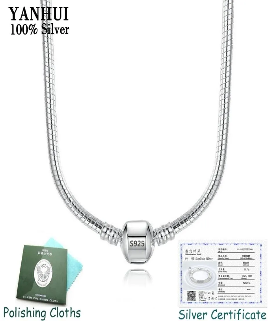 2020 Hot Sale Fine 925 Silver Chain Halsband med Certificate Fit Original Pärlor Charms hängsmycken DIY JEWELDIC Gift LJ2010096407376