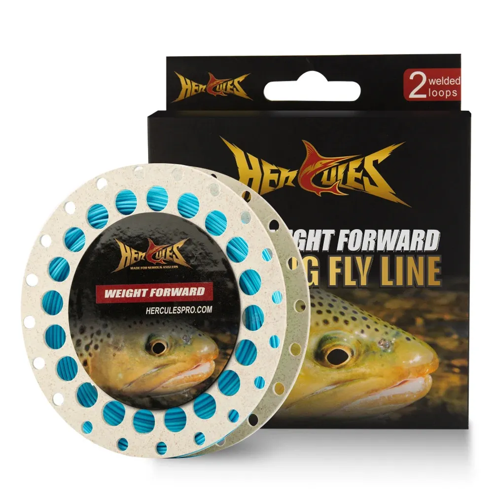 Hercules Fly Fishing Line 90ft flytande vikt framåt med dubbel svetsad slingfluorescerande gul mossgrön WF3F WF4F 231225