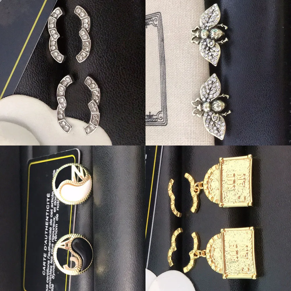 Charm Top Designer Letter Earrings Pearl Earrings Diamond Stud Earring Luxury Love Gift 18K Gold Plated Brand Voguish Wedding Jewelry Wholesale