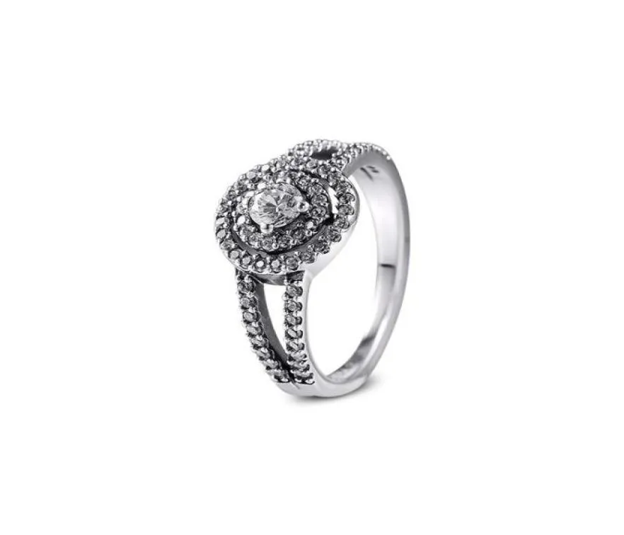 Pierścienie klastra Autentyczne 925 Sterling Srebrny Błyszczący podwójny pierścień Wedding Wedding dla kobiet Prezent biżuterii Bijoux 20213731985