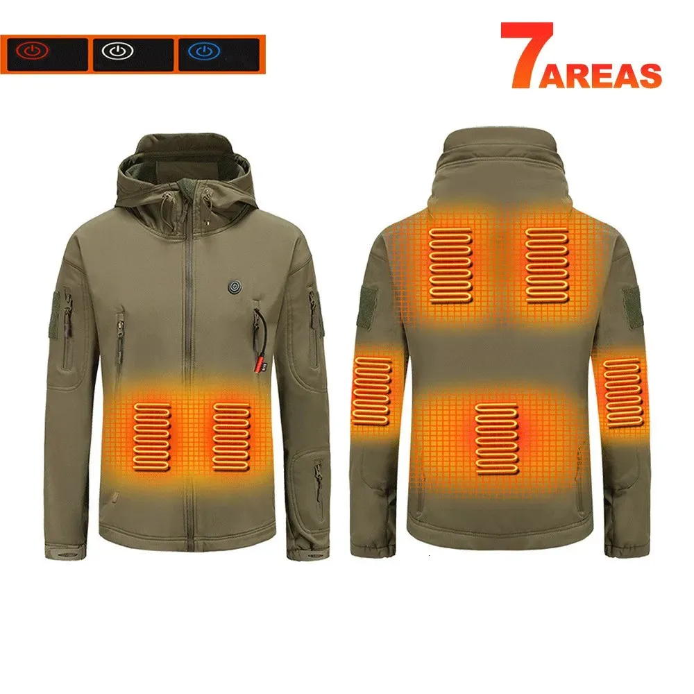 Masculino feminino jaqueta de aquecimento 7 zona à prova de frio jaqueta de inverno manga longa com capuz jaqueta de aquecimento elétrico inteligente roupas aquecidas 231226